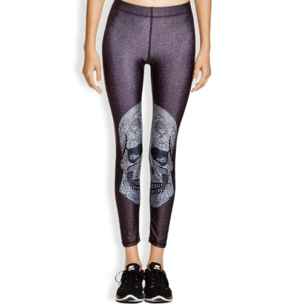 Zara Terez Full Length Leggings Crystal Skull Pull On Style Gray Women's Small